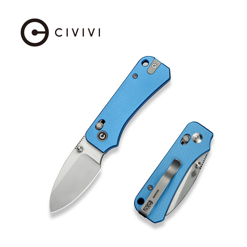 CIVIVI Baby Banter 2 Thumb Stud & Crossbar Lock Knife Blue Aluminum Handle (2.34" Satin Finished Nitro - V Blade) C23074 - 1