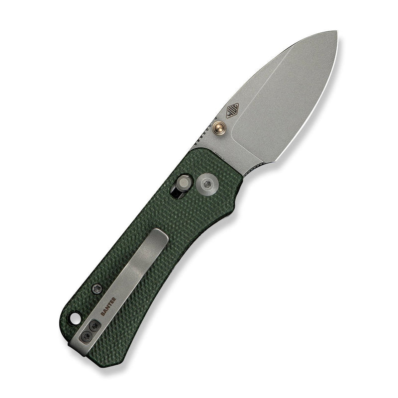 CIVIVI Baby Banter 2 Thumb Stud & Crossbar Lock Knife Green Canvas Micarta Handle (2.34" Gray Stonewashed Nitro - V Blade) C23074 - 3