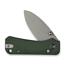 CIVIVI Baby Banter 2 Thumb Stud & Crossbar Lock Knife Green Canvas Micarta Handle (2.34" Gray Stonewashed Nitro - V Blade) C23074 - 3