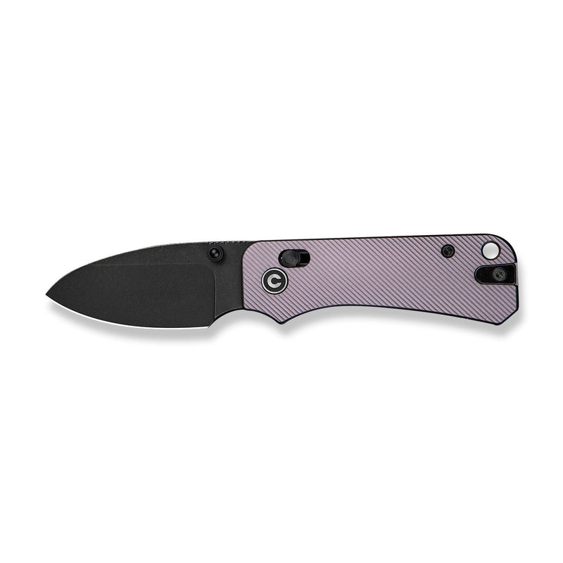 CIVIVI Baby Banter 2 Thumb Stud & Crossbar Lock Knife Purple Aluminum Handle (2.34" Black Stonewashed Nitro - V Blade) C23074 - 2