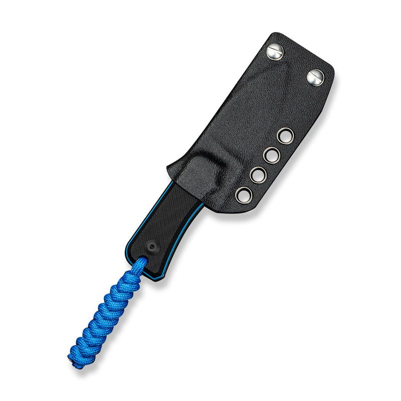 CIVIVI Baby Banter Fixed Blade Knife Black / Blue G10 Handle (2.39" Black Stonewashed Nitro - V Blade) C23045 - 1, With 1PC Blue Lanyard, Plain Bead Chain, Black Kydex Sheath & Clip