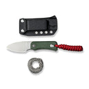 CIVIVI Baby Banter Fixed Blade Knife Green Canvas Micarta Handle (2.39" Stonewashed Nitro - V Blade) C23045 - 2, With 1PC Blue Lanyard, Plain Bead Chain, Black Kydex Sheath & Clip