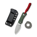 CIVIVI Baby Banter Fixed Blade Knife Green Canvas Micarta Handle (2.39" Stonewashed Nitro - V Blade) C23045 - 2, With 1PC Blue Lanyard, Plain Bead Chain, Black Kydex Sheath & Clip