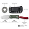 CIVIVI Baby Banter Fixed Blade Knife Green Canvas Micarta Handle (2.39" Stonewashed Nitro - V Blade) C23045 - 2, With 1PC Red Lanyard, Plain Bead Chain, Black Kydex Sheath & Clip