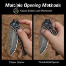 CIVIVI Biophase Flipper & Button Lock Knife Aluminum & G10 Handle (3.48" Damascus Blade) C23083C - DS1