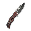 CIVIVI Biophase Flipper & Button Lock Knife Black Aluminum With Burgundy Coarse G10 Handle (3.48" Black Stonewashed Nitro - V Blade, Satin Flat) C23083C - 1