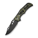 CIVIVI Biophase Flipper & Button Lock Knife Black Aluminum With OD Green Coarse G10 Handle (3.48" Black Stonewashed Nitro - V Blade) C23083C - 2