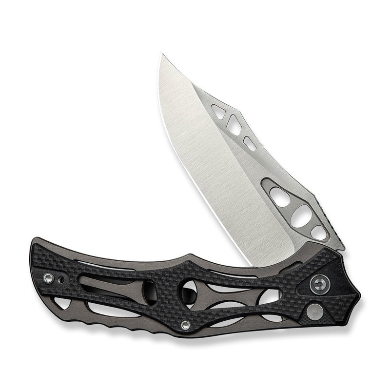 CIVIVI Biophase Flipper & Button Lock Knife Gray Aluminum With Black Coarse G10 Handle (3.48" Satin Finished Nitro - V Blade) C23083C - 3