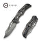 CIVIVI Biophase Flipper & Button Lock Knife Gray Aluminum With Carbon Fiber Overlay On Black G10 Handle (3.48" Damascus Blade) C23083C - DS1