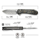 CIVIVI Button Lock Elementum II Flipper Knife Carbon Fiber & Resin Handle (2.96" Damascus Blade) C18062P - 10