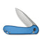 CIVIVI Button Lock Elementum II Flipper Knife Diamond Patterned Blue Aluminum Handle (2.96" Satin Finished Nitro - V Blade) C18062PD - 2