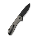 CIVIVI Button Lock Elementum II Flipper Knife Diamond Patterned Gray Aluminum Handle (2.96" Black Stonewashed Nitro - V Blade) C18062PD - 1