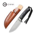 CIVIVI Cloud Peak Fixed Blade Knife Black G10 Handle With Nickel - Silver Guard (4.6" Satin Finished Nitro - V Blade) C23044 - 1