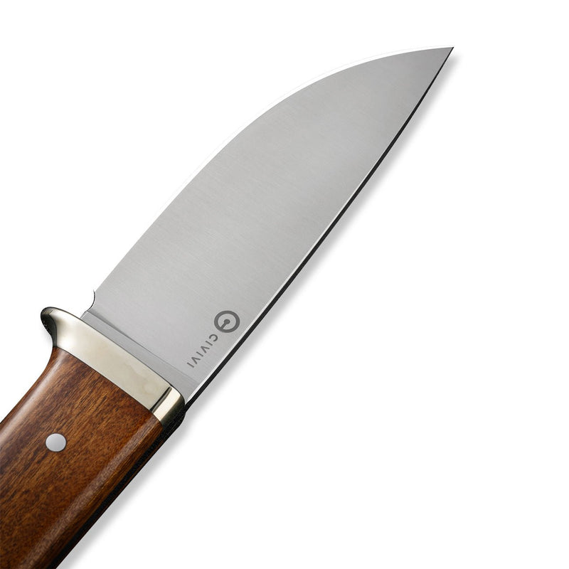 CIVIVI Cloud Peak Fixed Blade Knife Guibourtia Wood Handle With Nickel - Silver Guard (4.6" Satin Finished Nitro - V Blade) C23044 - 3