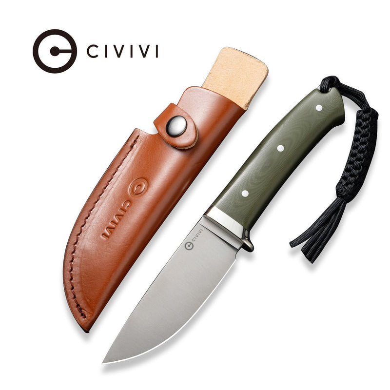 CIVIVI Cloud Peak Fixed Blade Knife OD Green G10 Handle With Nickel - Silver Guard (4.6" Satin Finished Nitro - V Blade) C23044 - 2