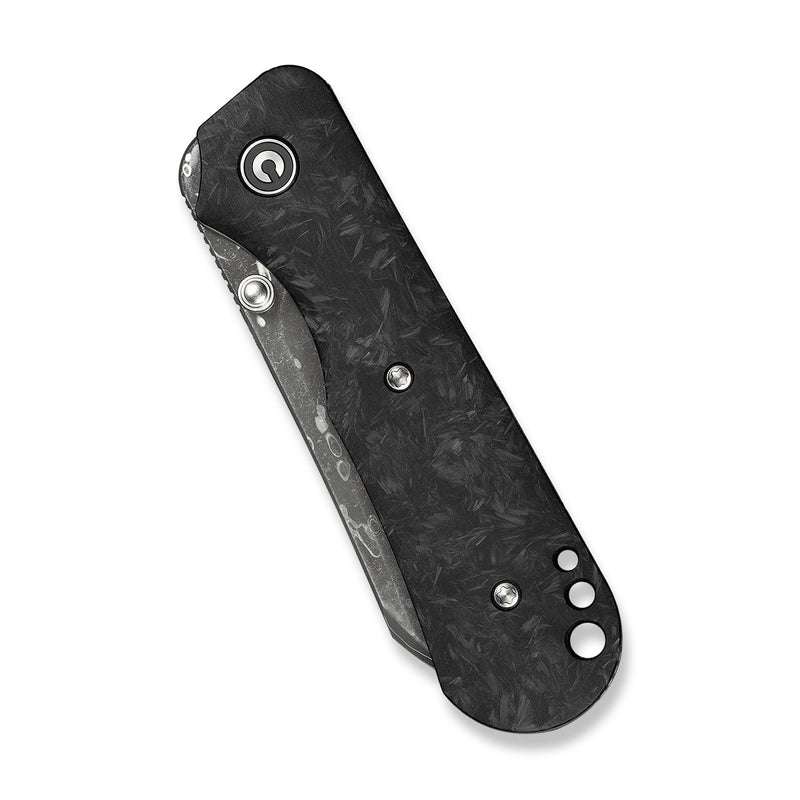 CIVIVI Crabby Thumb Stud Knife Shredded Carbon Fiber Handle (2.7" Damascus Blade) C24055 - DS1