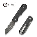 CIVIVI Crabby Thumb Stud Knife Shredded Carbon Fiber Handle (2.7" Damascus Blade) C24055 - DS1