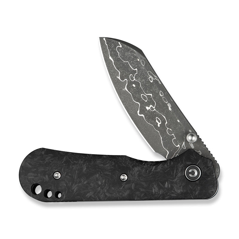 CIVIVI Crabby Thumb Stud Knife Shredded Carbon Fiber Handle (2.7" Damascus Blade) C24055 - DS1