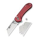 CIVIVI Elementum Utility Thumb Stud & Button Lock Knife Burgundy Aluminum Handle (2.26" Stonewashed S/S Blade Holder Plain 6Cr Blade) C23039B - 5, With 3Pcs Extra Blades