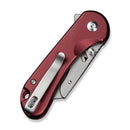 CIVIVI Elementum Utility Thumb Stud & Button Lock Knife Burgundy Aluminum Handle (2.26" Stonewashed S/S Blade Holder Plain 6Cr Blade) C23039B - 5, With 3Pcs Extra Blades