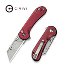 CIVIVI Elementum Utility Thumb Stud & Button Lock Knife Burgundy Aluminum Handle (2.26" Stonewashed S/S Blade Holder Plain 6Cr Blade) C23039B - 5, With 3Pcs Extra Blades