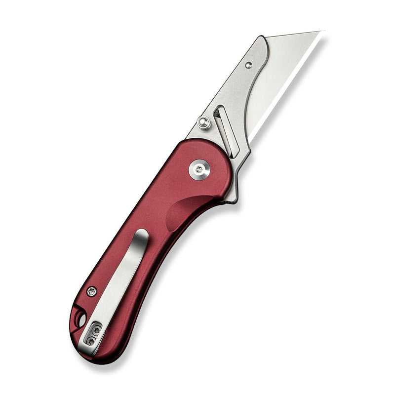 CIVIVI Elementum Utility Thumb Stud & Button Lock Knife Burgundy Aluminum Handle (2.26" Stonewashed S/S Blade Holder Plain 6Cr Blade) C23039B - 5, With 3Pcs Extra Blades