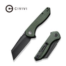 CIVIVI ExOne Flipper Knife Green Canvas Micarta Handle (2.94" Black Stonewashed Nitro-V Blade) C23036-3