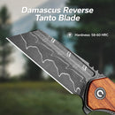 CIVIVI ExOne Flipper Knife Wood Handle (2.94" Damascus Blade) C23036 - DS1 , With No Free Gift