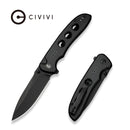 CIVIVI Hyperpulse Flipper & Thumb Stud & Button Lock Knife Black Aluminum Handle (3.5" Black Stonewashed 14C28N Blade) C23087A - 1