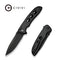 CIVIVI Hyperpulse Flipper & Thumb Stud & Button Lock Knife Black Aluminum Handle (3.5" Black Stonewashed 14C28N Blade) C23087A - 1