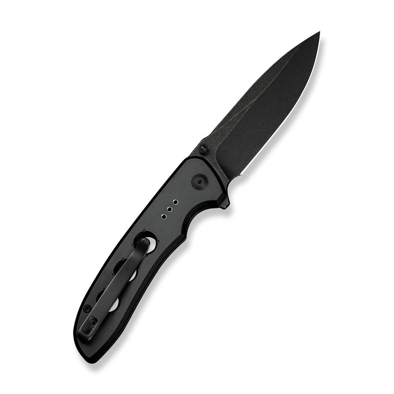 CIVIVI Hyperpulse Flipper & Thumb Stud & Button Lock Knife Black Aluminum Handle (3.5" Black Stonewashed 14C28N Blade) C23087A - 1