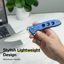 CIVIVI Hyperpulse Flipper & Thumb Stud & Button Lock Knife Blue Aluminum Handle (3.5" Satin Finished 14C28N Blade) C23087A - 2