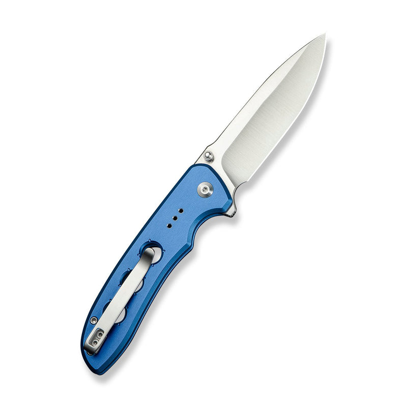 CIVIVI Hyperpulse Flipper & Thumb Stud & Button Lock Knife Blue Aluminum Handle (3.5" Satin Finished 14C28N Blade) C23087A - 2