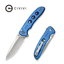 CIVIVI Hyperpulse Flipper & Thumb Stud & Button Lock Knife Blue Aluminum Handle (3.5" Satin Finished 14C28N Blade) C23087A - 2