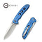 CIVIVI Hyperpulse Flipper & Thumb Stud & Button Lock Knife Blue Aluminum Handle (3.5" Satin Finished 14C28N Blade) C23087A - 2