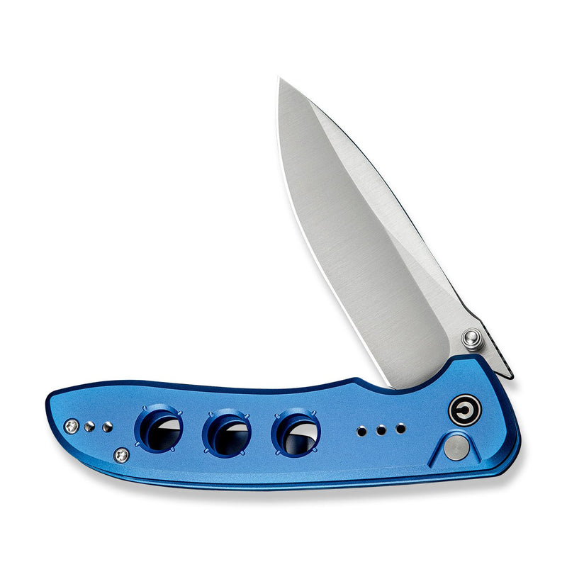 CIVIVI Hyperpulse Flipper & Thumb Stud & Button Lock Knife Blue Aluminum Handle (3.5" Satin Finished 14C28N Blade) C23087A - 2