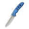 CIVIVI Hyperpulse Flipper & Thumb Stud & Button Lock Knife Blue Aluminum Handle (3.5" Satin Finished 14C28N Blade) C23087A - 2