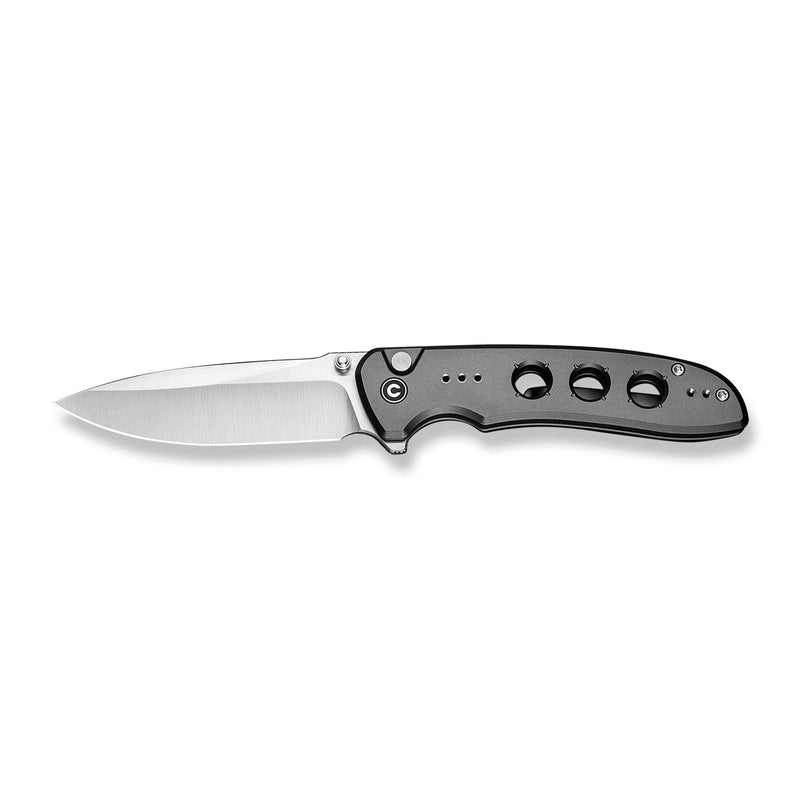 CIVIVI Hyperpulse Flipper & Thumb Stud & Button Lock Knife Gray Aluminum Handle (3.5" Satin Finished 14C28N Blade) C23087A - 3