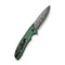 CIVIVI Hyperpulse Flipper & Thumb Stud & Button Lock Knife Green Aluminum Handle (3.5" Damascus Blade) C23087A - DS1