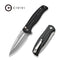 CIVIVI Incindie Flipper & Button Lock Knife Black G10 Handle (3.48" Stonewashed 14C28N Blade) C23053 - 3