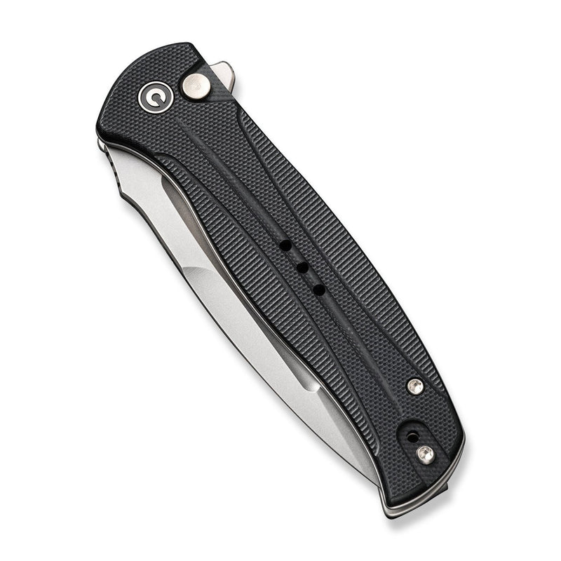 CIVIVI Incindie Flipper & Button Lock Knife Black G10 Handle (3.48" Stonewashed 14C28N Blade) C23053 - 3