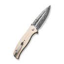 CIVIVI Incindie Flipper & Button Lock Knife Ivory G10 Handle (3.48" Damascus Blade) C23053 - DS1