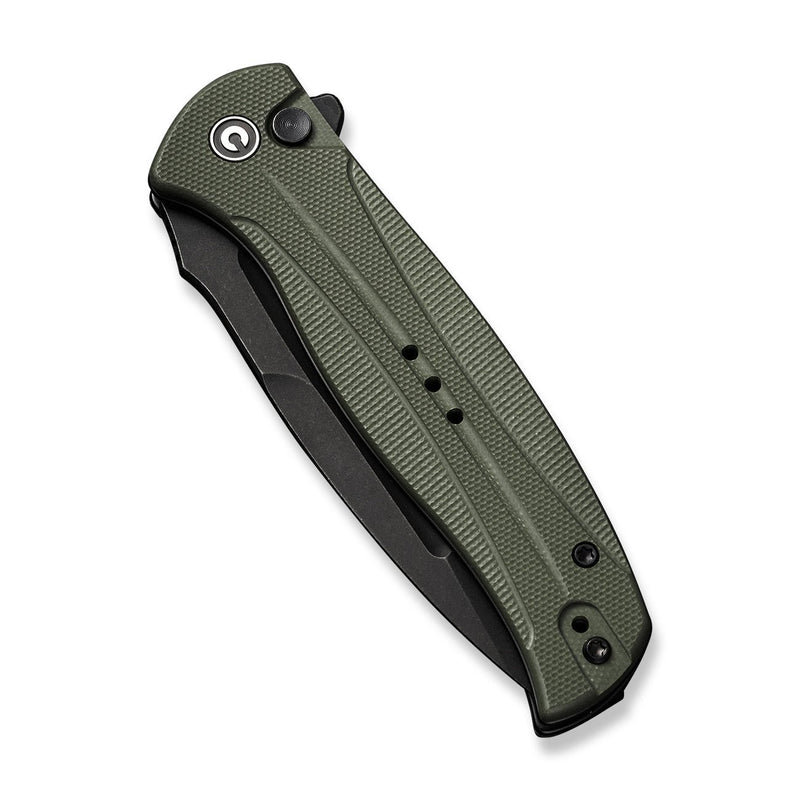 CIVIVI Incindie Flipper & Button Lock Knife OD Green G10 Handle (3.48" Black Stonewashed 14C28N Blade) C23053 - 2