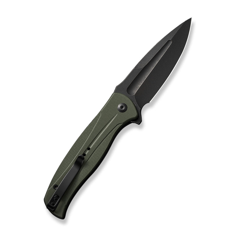 CIVIVI Incindie Flipper & Button Lock Knife OD Green G10 Handle (3.48" Black Stonewashed 14C28N Blade) C23053 - 2