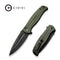CIVIVI Incindie Flipper & Button Lock Knife OD Green G10 Handle (3.48" Black Stonewashed 14C28N Blade) C23053 - 2