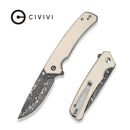 CIVIVI Merit Flipper & Thumb Stud Knife Ivory G10 Handle (3.28" Damascus Blade) C24012 - DS1