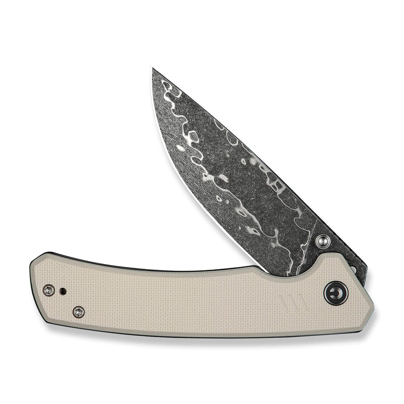 CIVIVI Merit Flipper & Thumb Stud Knife Ivory G10 Handle (3.28" Damascus Blade) C24012 - DS1