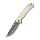 CIVIVI Merit Flipper & Thumb Stud Knife Ivory G10 Handle (3.28" Damascus Blade) C24012 - DS1