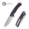 CIVIVI Merit Flipper & Thumb Stud Knife Purple Canvas Micarta Handle (3.28" Satin Finished 14C28N Blade) C24012 - 3