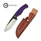 CIVIVI M.o.T.H. (Master of The Hunt) Fixed Blade Knife Black Stainless Steel & Purple G10 Handle ( 3.89" Satin Finished, Black Stonewashed Flat Nitro - V Blade) C24002A Sample1